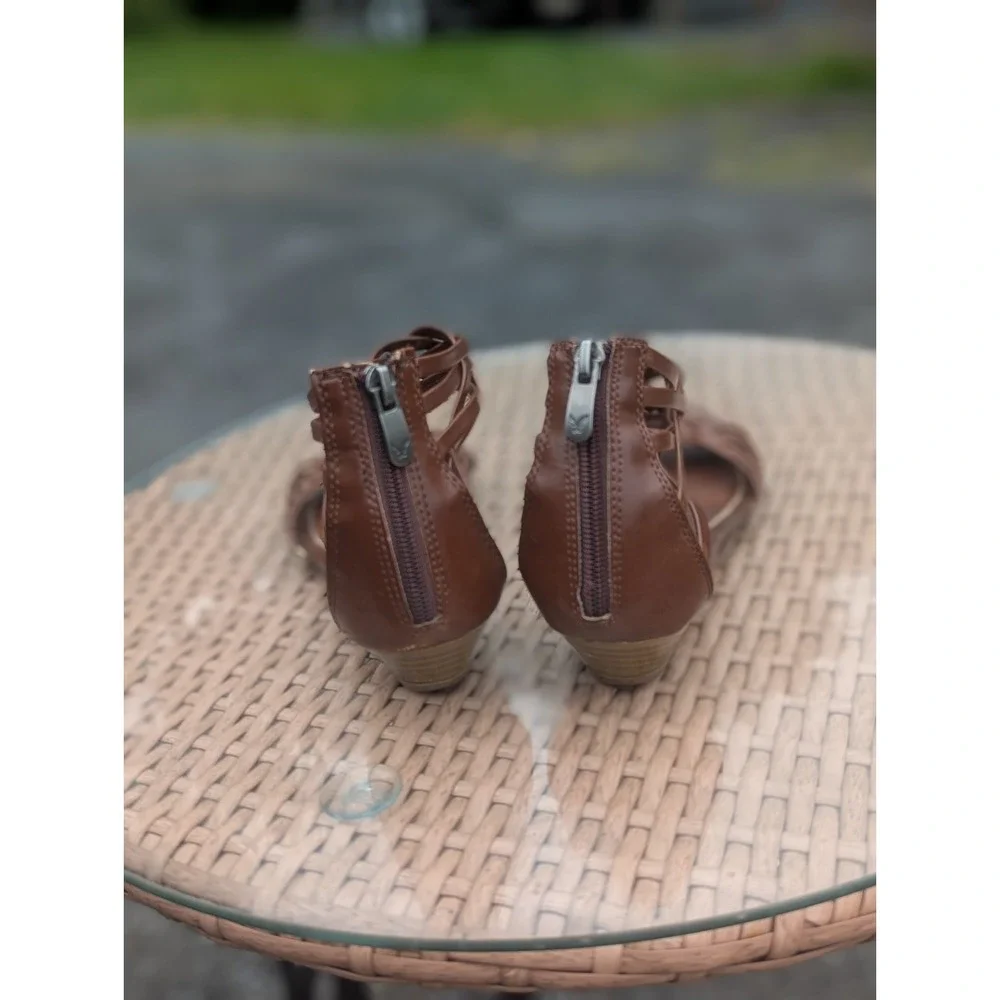 Boho Gladiator Braided Sandals American Eagle 7/7.5 Brown Strappy Festival Y2K